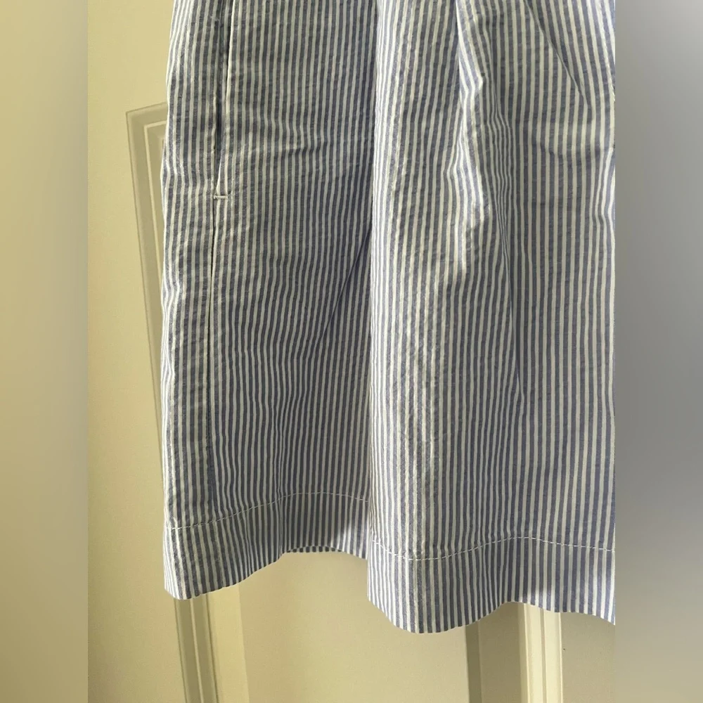 J.Crew Blue White Stripe Seersucker Paper Bag High Rise Shorts Cotton 10